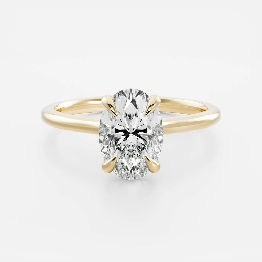 Oval Diamond High Cathedral Solitaire Engagement Ring