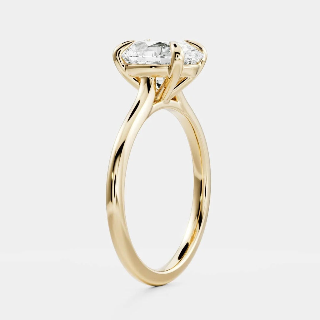 Oval Diamond High Cathedral Solitaire Engagement Ring