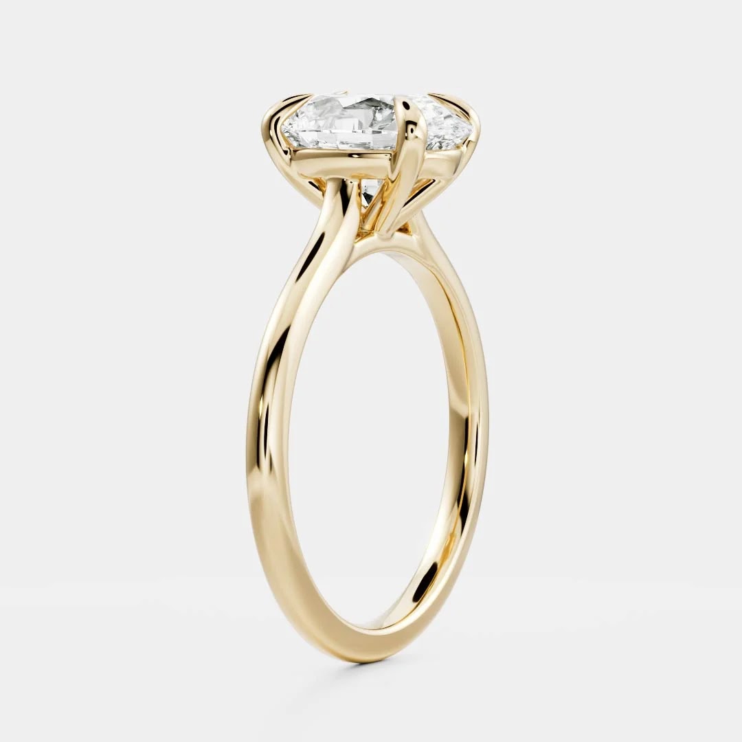 Oval Diamond High Cathedral Solitaire Engagement Ring