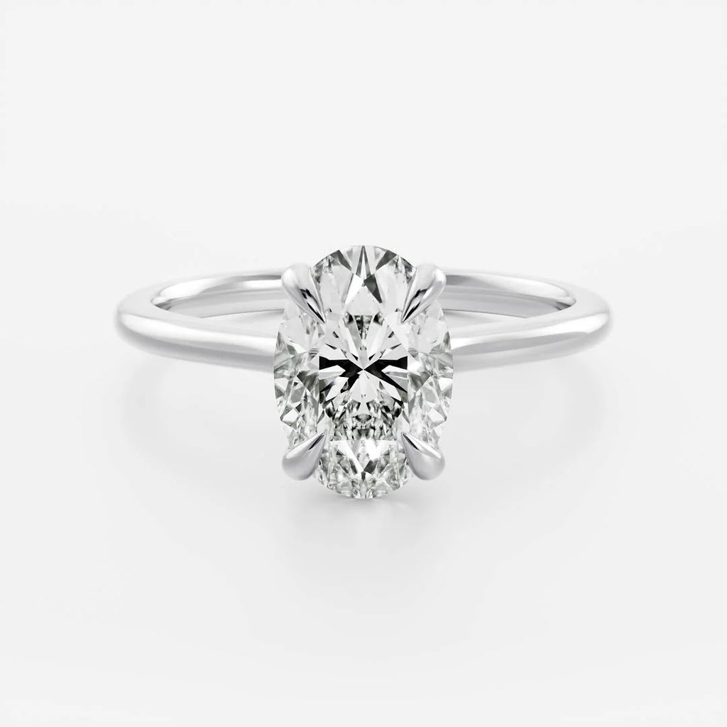Oval Diamond High Cathedral Solitaire Engagement Ring