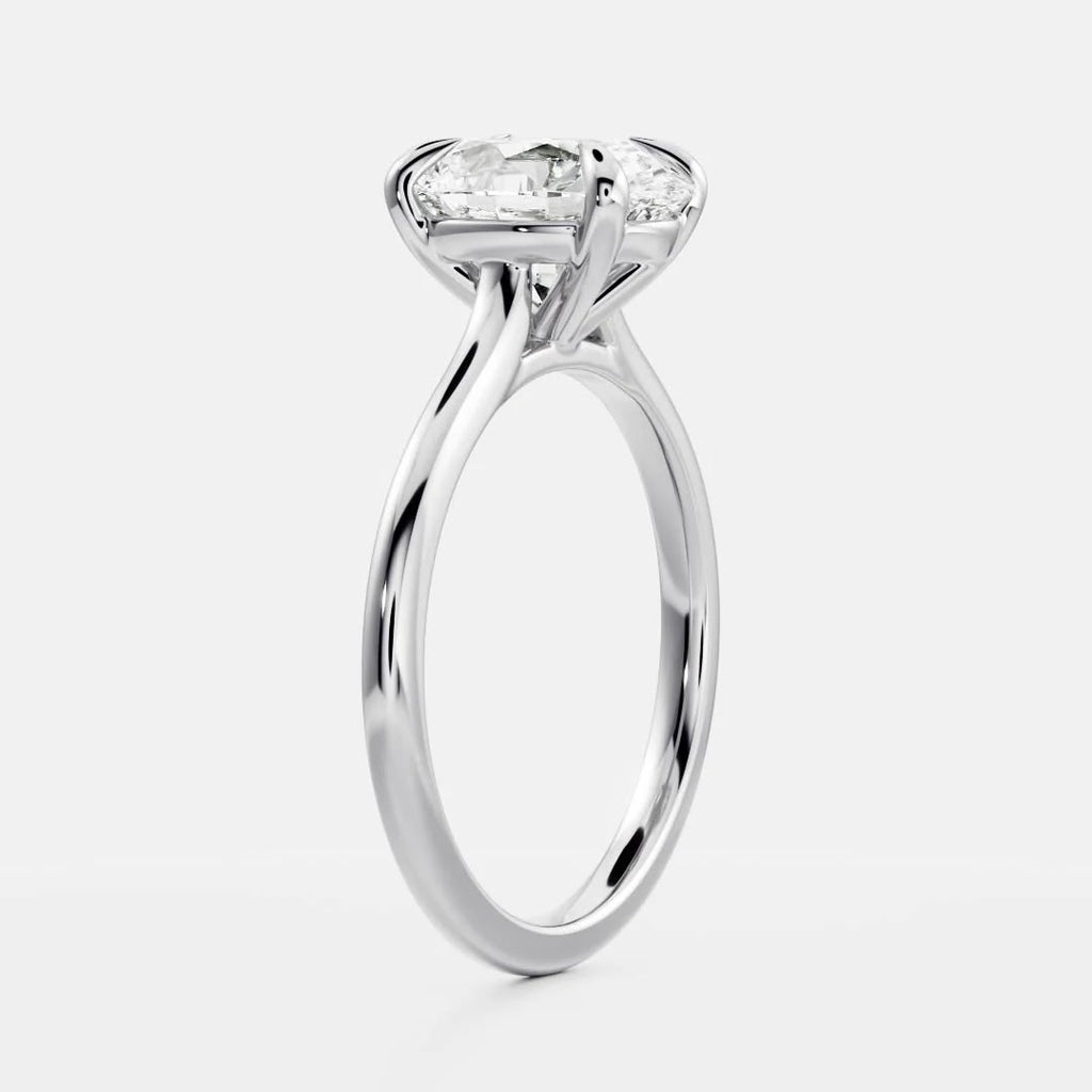 Oval Diamond High Cathedral Solitaire Engagement Ring