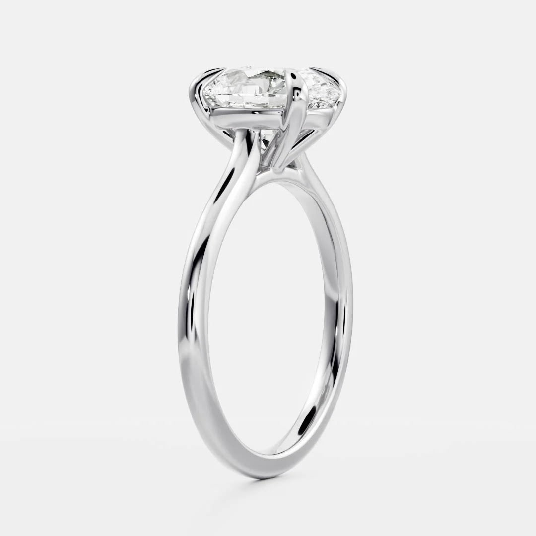 Oval Diamond High Cathedral Solitaire Engagement Ring