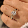 Oval Diamond Illusion Nature Inspired Solitaire Engagement Ring