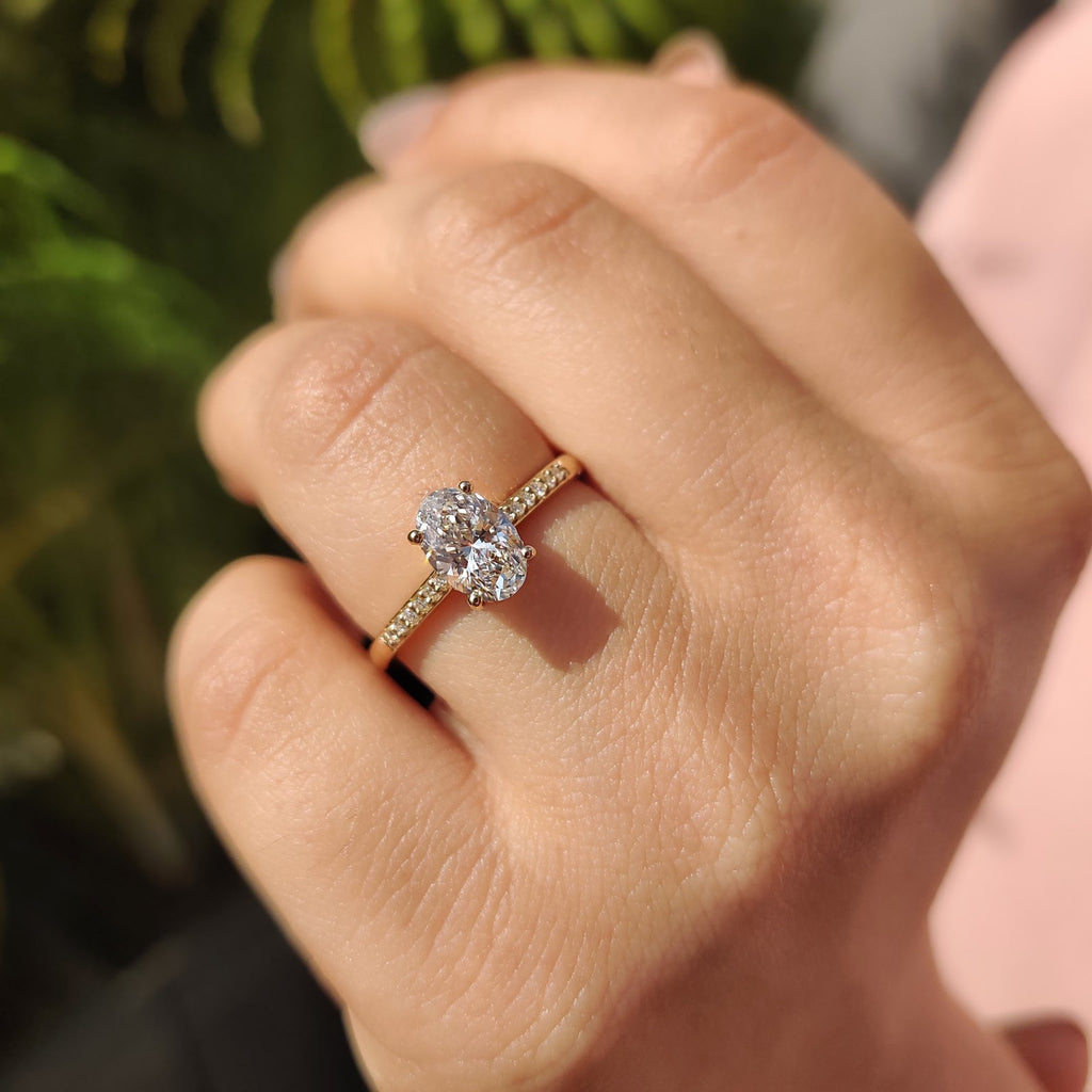 Oval Diamond Imperial Hidden Halo Pavé Engagement Ring