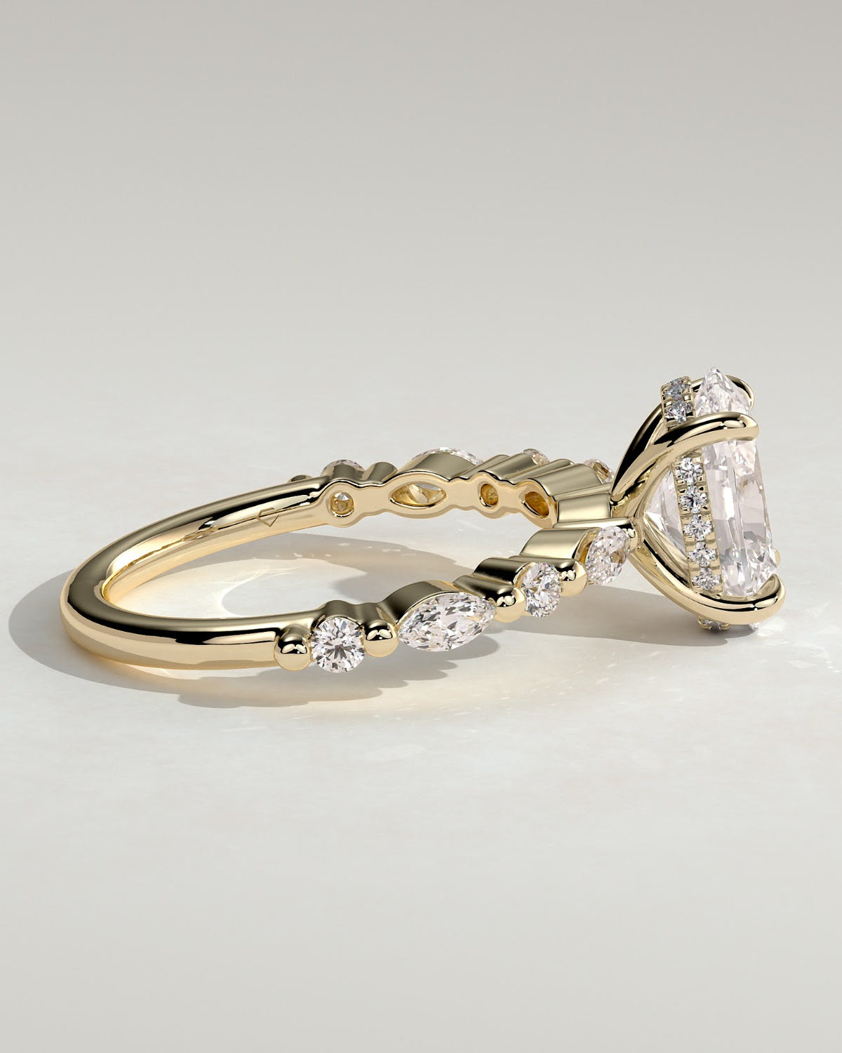 Oval Diamond Imperial Hidden Halo Pavé Engagement Ring