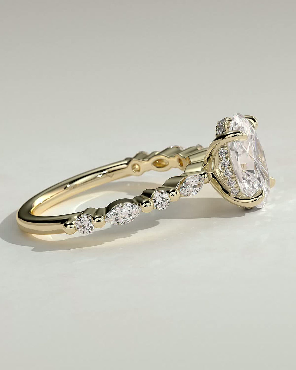 Oval Diamond Imperial Hidden Halo Pavé Engagement Ring