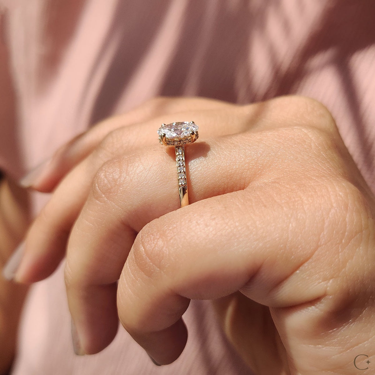 Oval Diamond Imperial Hidden Halo Pavé Engagement Ring