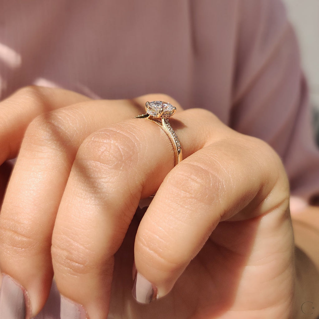 Oval Diamond Imperial Hidden Halo Pavé Engagement Ring