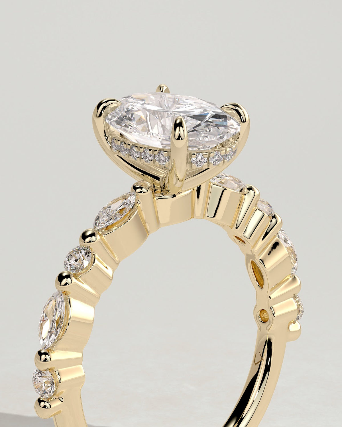 Oval Diamond Imperial Hidden Halo Pavé Engagement Ring