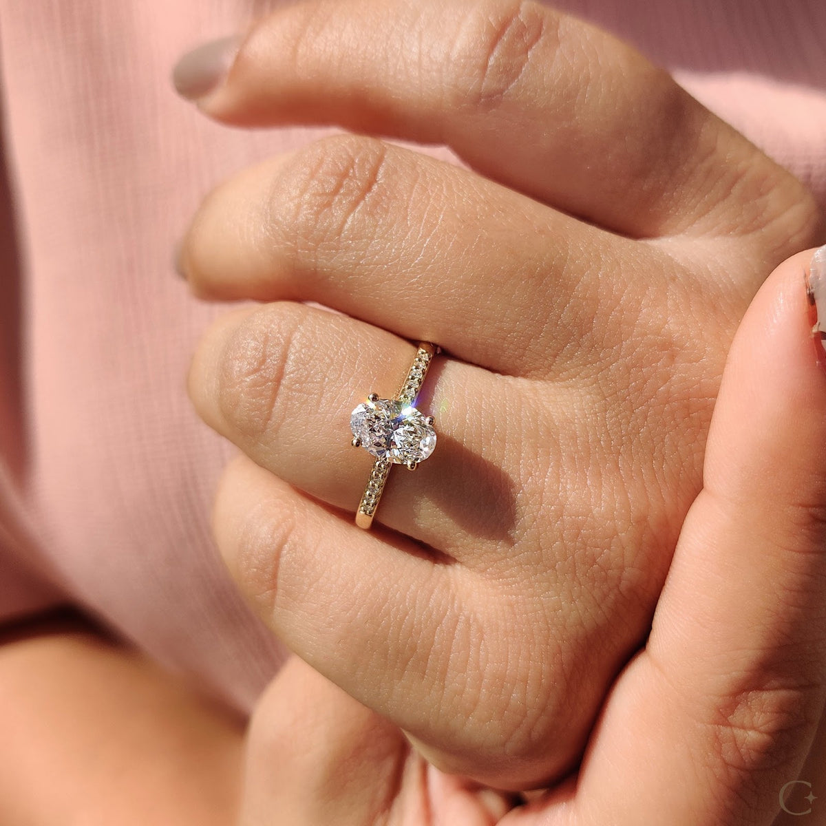 Oval Diamond Imperial Hidden Halo Pavé Engagement Ring