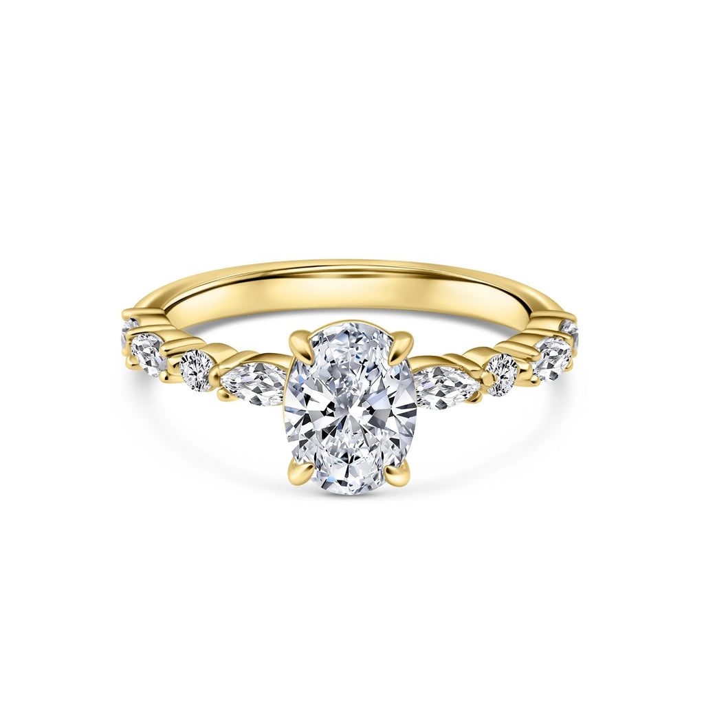 Oval Diamond Marquise Round Accent  Pavé  Engagement Ring