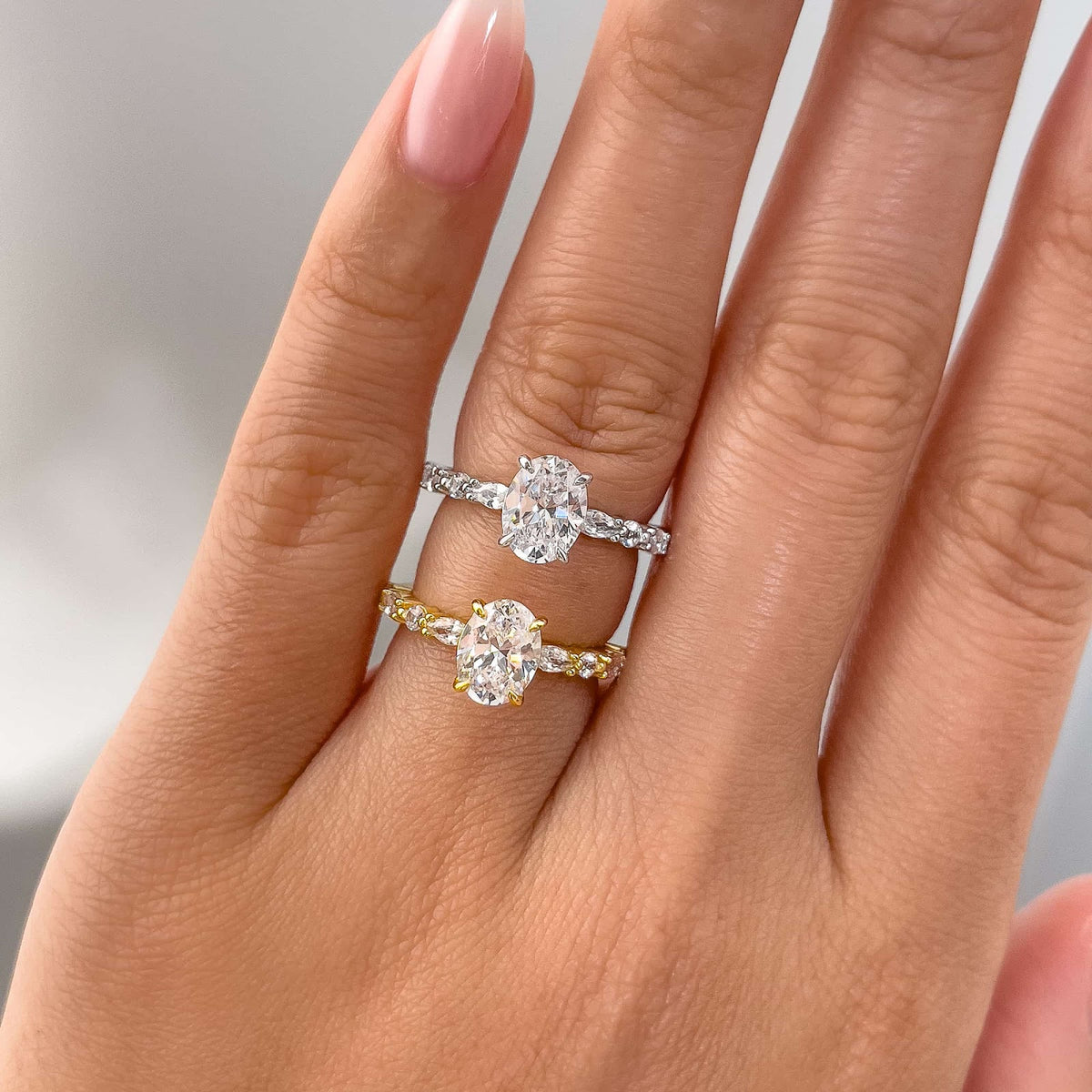 Oval Diamond Marquise Round Accent  Pavé  Engagement Ring