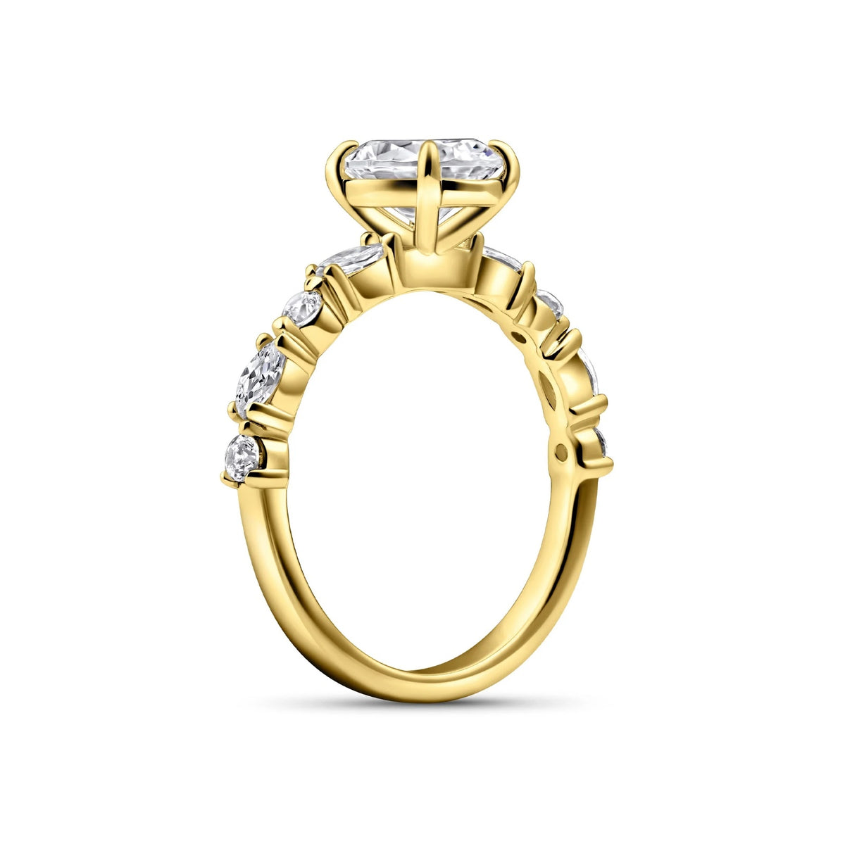 Oval Diamond Marquise Round Accent  Pavé  Engagement Ring