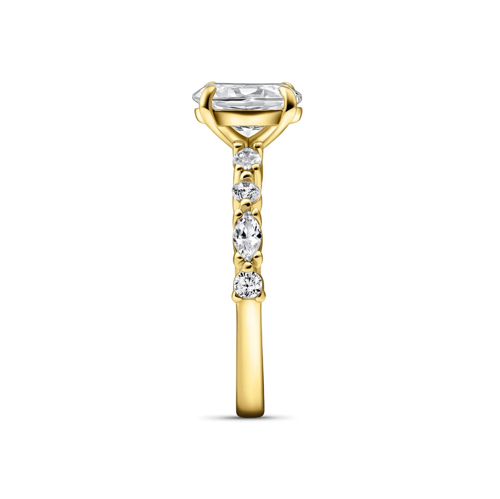 Oval Diamond Marquise Round Accent  Pavé  Engagement Ring