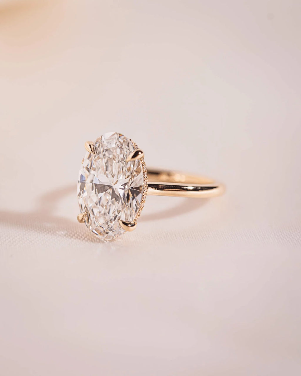 Oval Diamond Minimal Hidden Halo Engagement Ring