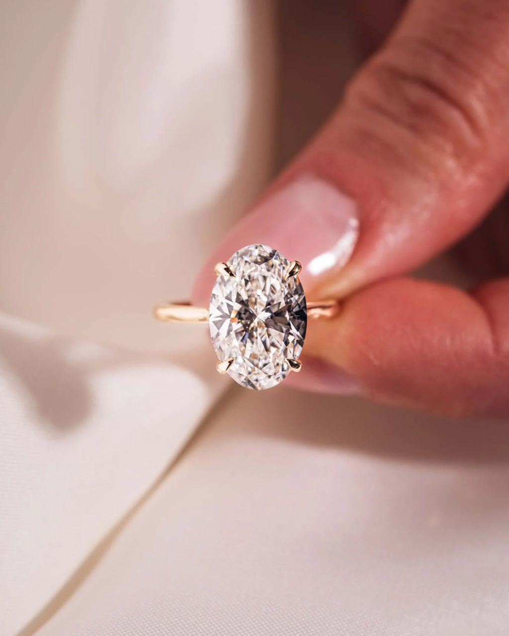 Oval Diamond Minimal Hidden Halo Engagement Ring