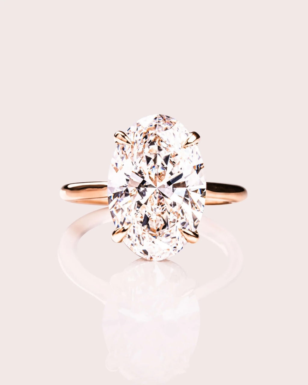 Oval Diamond Minimal Hidden Halo Engagement Ring