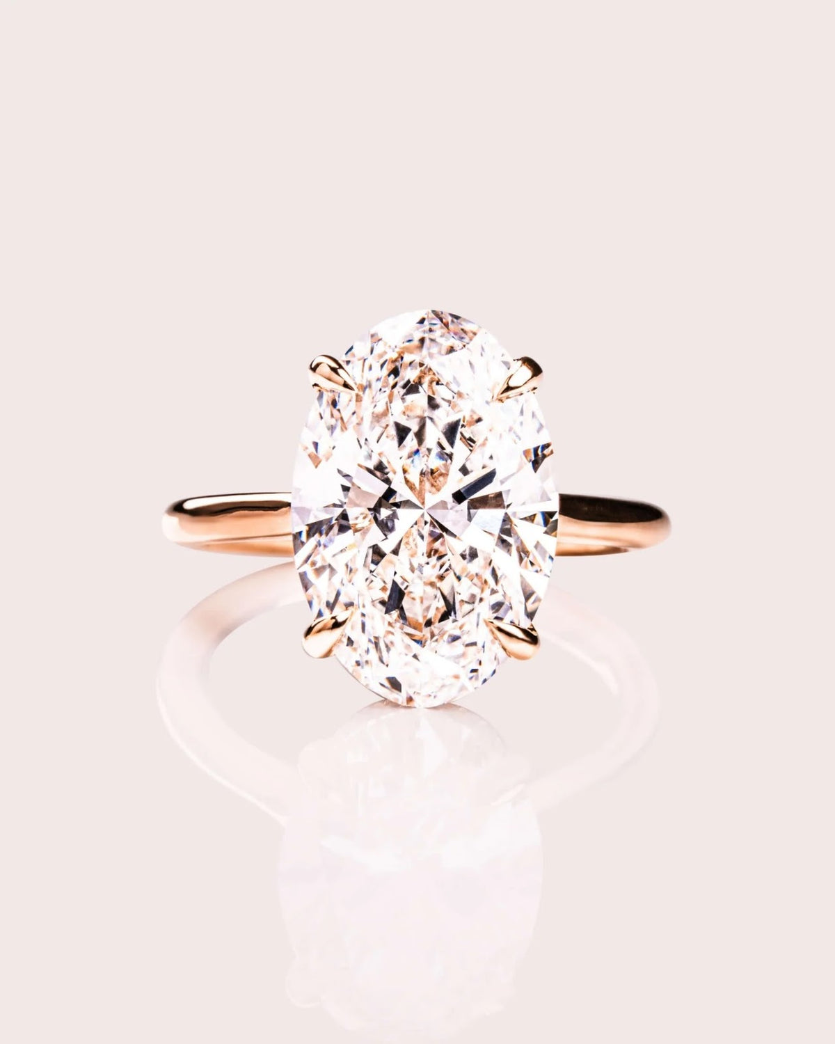 Oval Diamond Minimal Hidden Halo Engagement Ring
