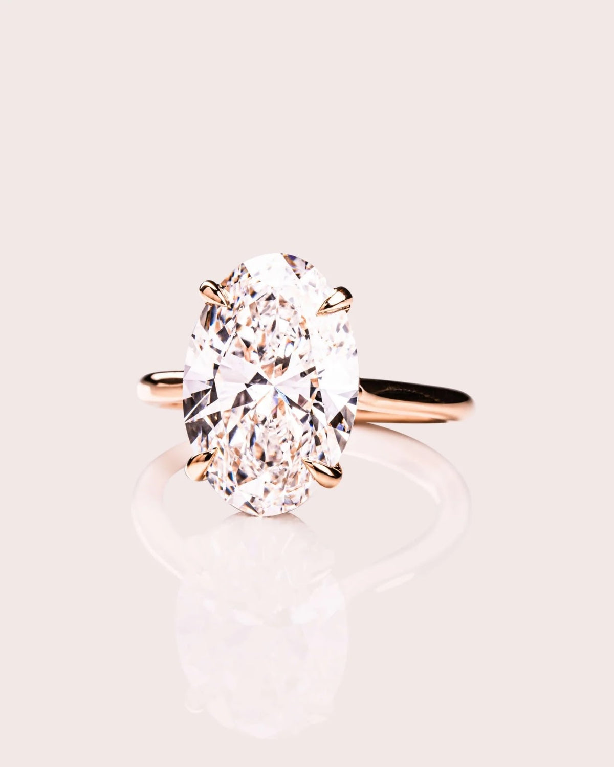 Oval Diamond Minimal Hidden Halo Engagement Ring