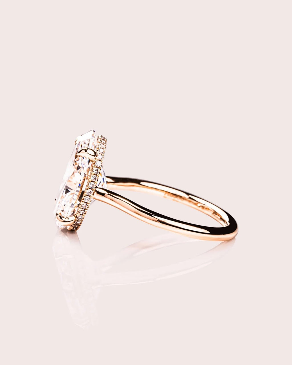 Oval Diamond Minimal Hidden Halo Engagement Ring