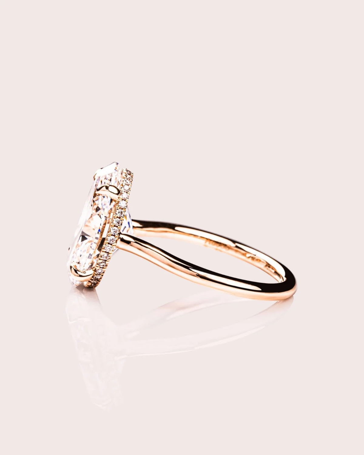 Oval Diamond Minimal Hidden Halo Engagement Ring