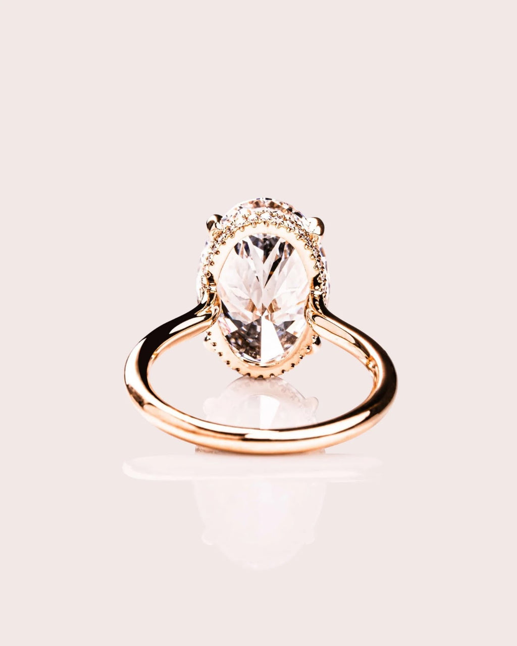 Oval Diamond Minimal Hidden Halo Engagement Ring