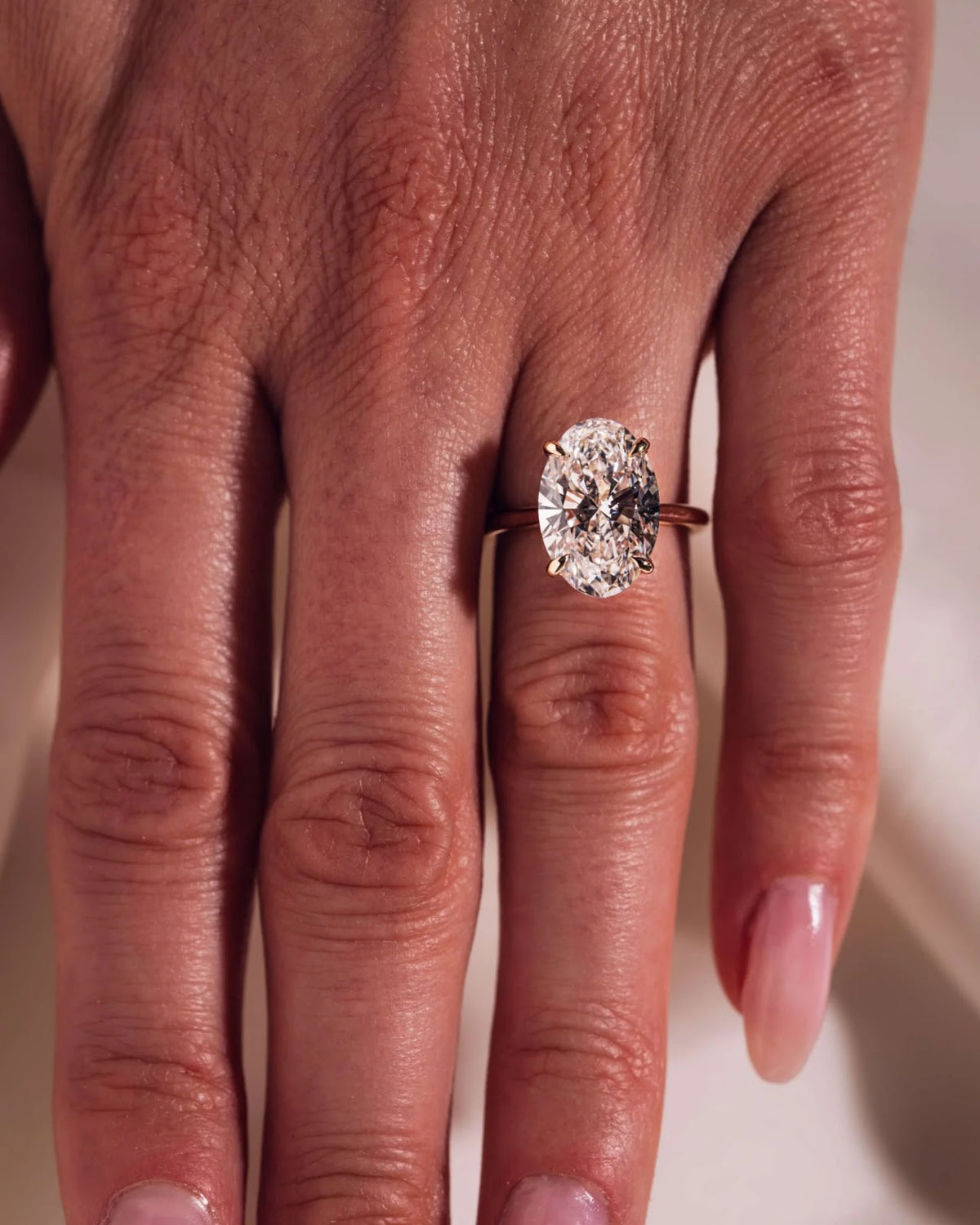Oval Diamond Minimal Hidden Halo Engagement Ring