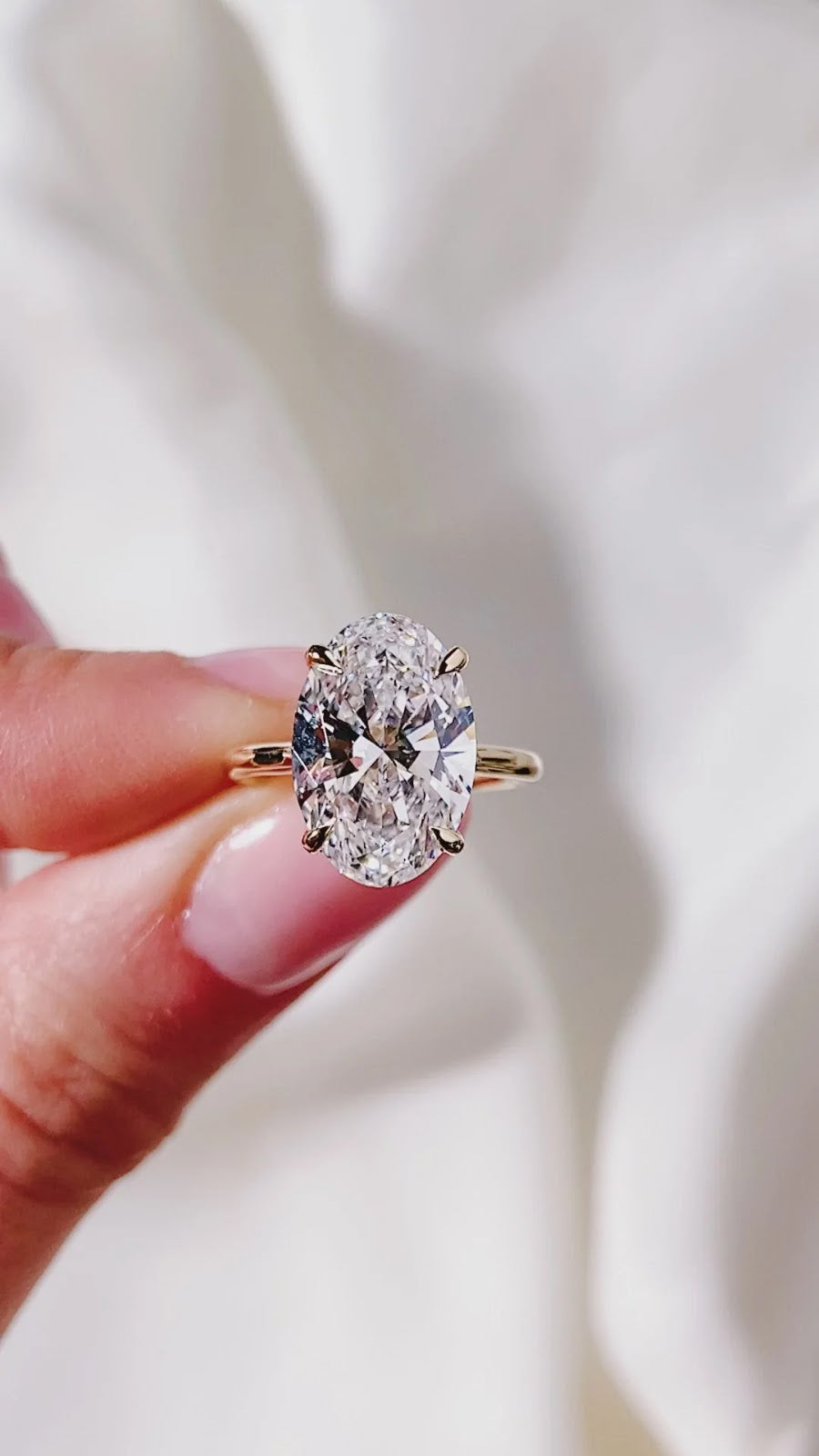 Oval Diamond Minimal Hidden Halo Engagement Ring
