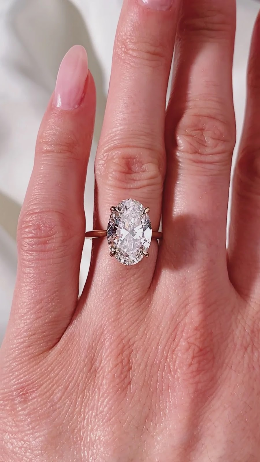 Oval Diamond Minimal Hidden Halo Engagement Ring