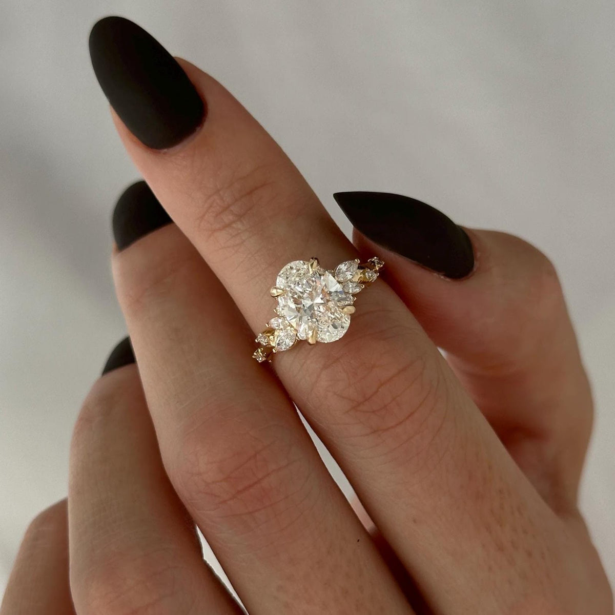 Oval Diamond Opulent Pavé Nature Inspired Engagement Ring