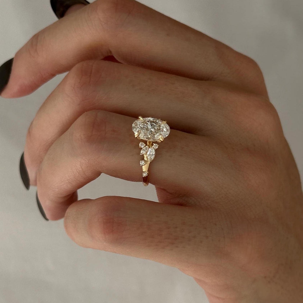 Oval Diamond Opulent Pavé Nature Inspired Engagement Ring