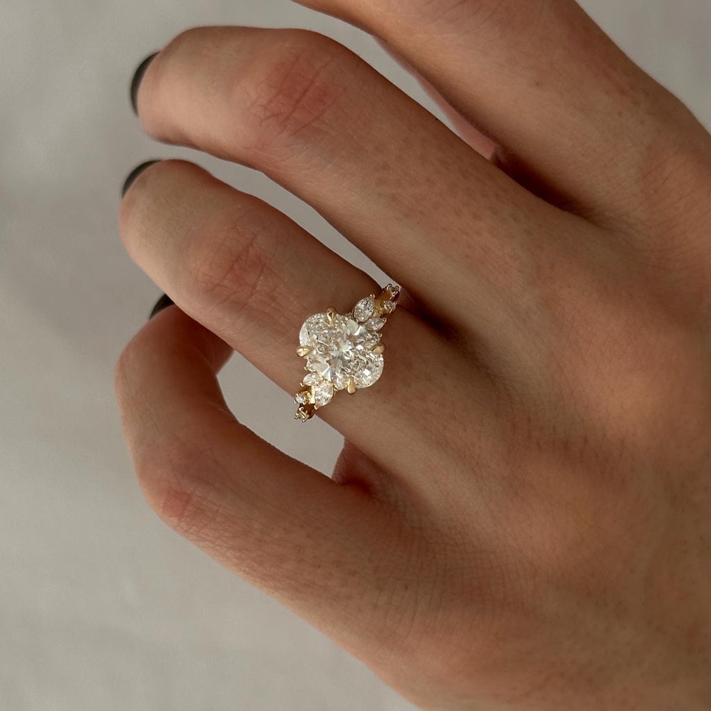 Oval Diamond Opulent Pavé Nature Inspired Engagement Ring