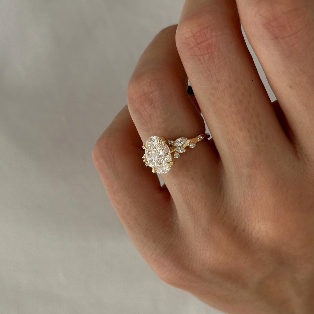 Oval Diamond Opulent Pavé Nature Inspired Engagement Ring