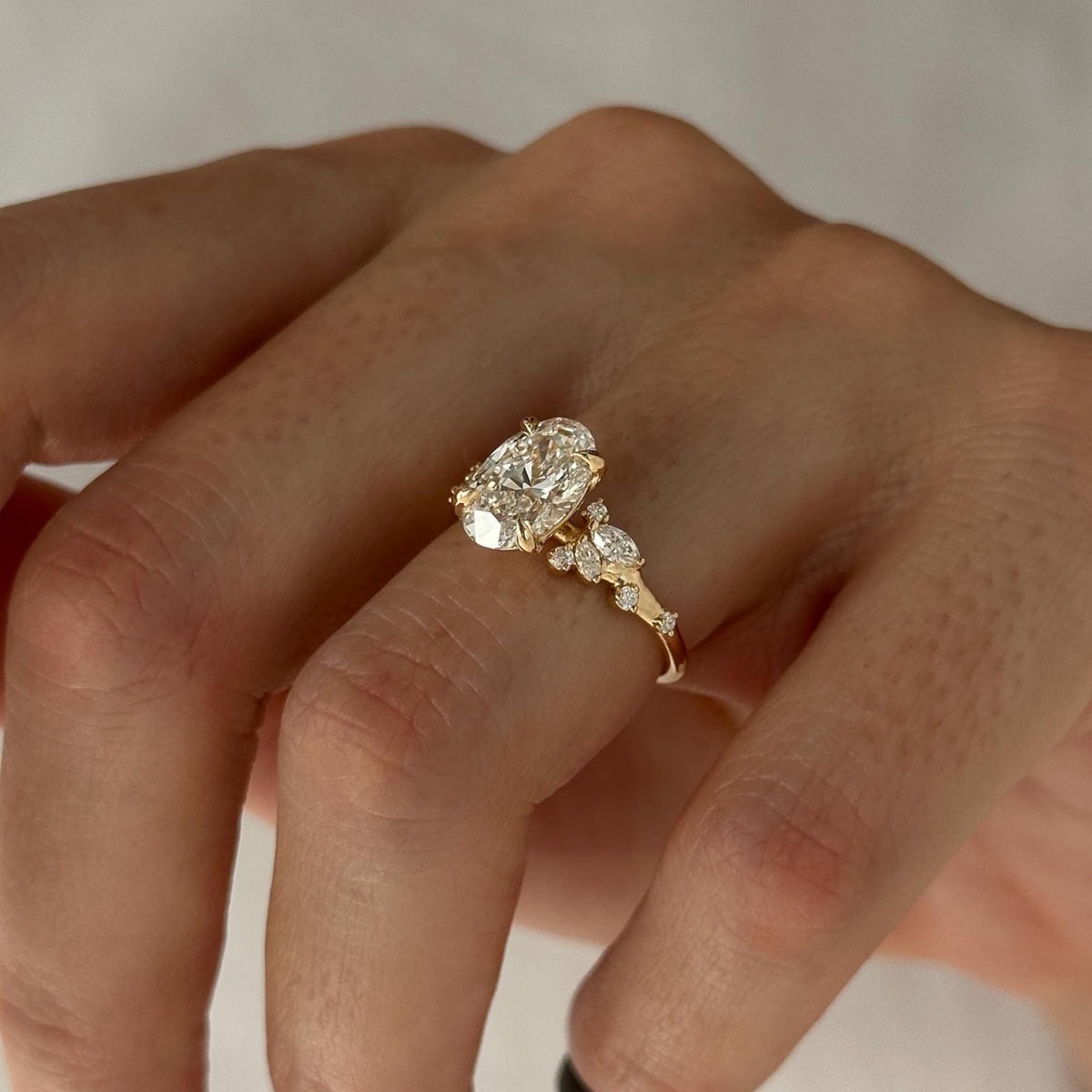 Oval Diamond Opulent Pavé Nature Inspired Engagement Ring
