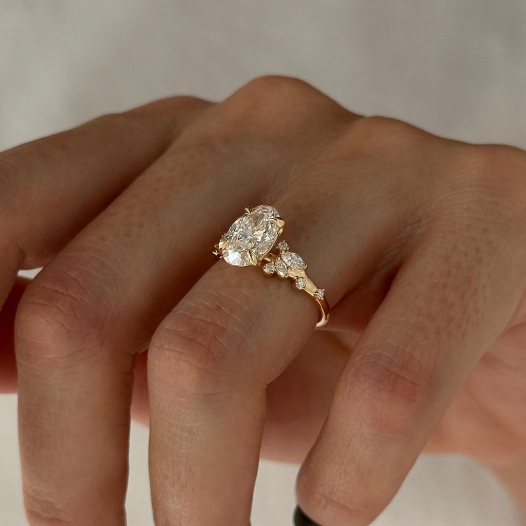Oval Diamond Opulent Pavé Nature Inspired Engagement Ring