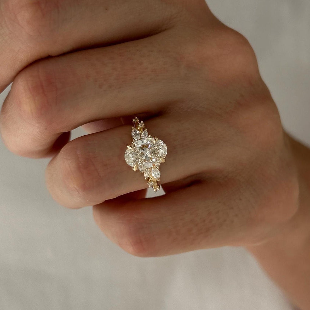 Oval Diamond Opulent Pavé Nature Inspired Engagement Ring