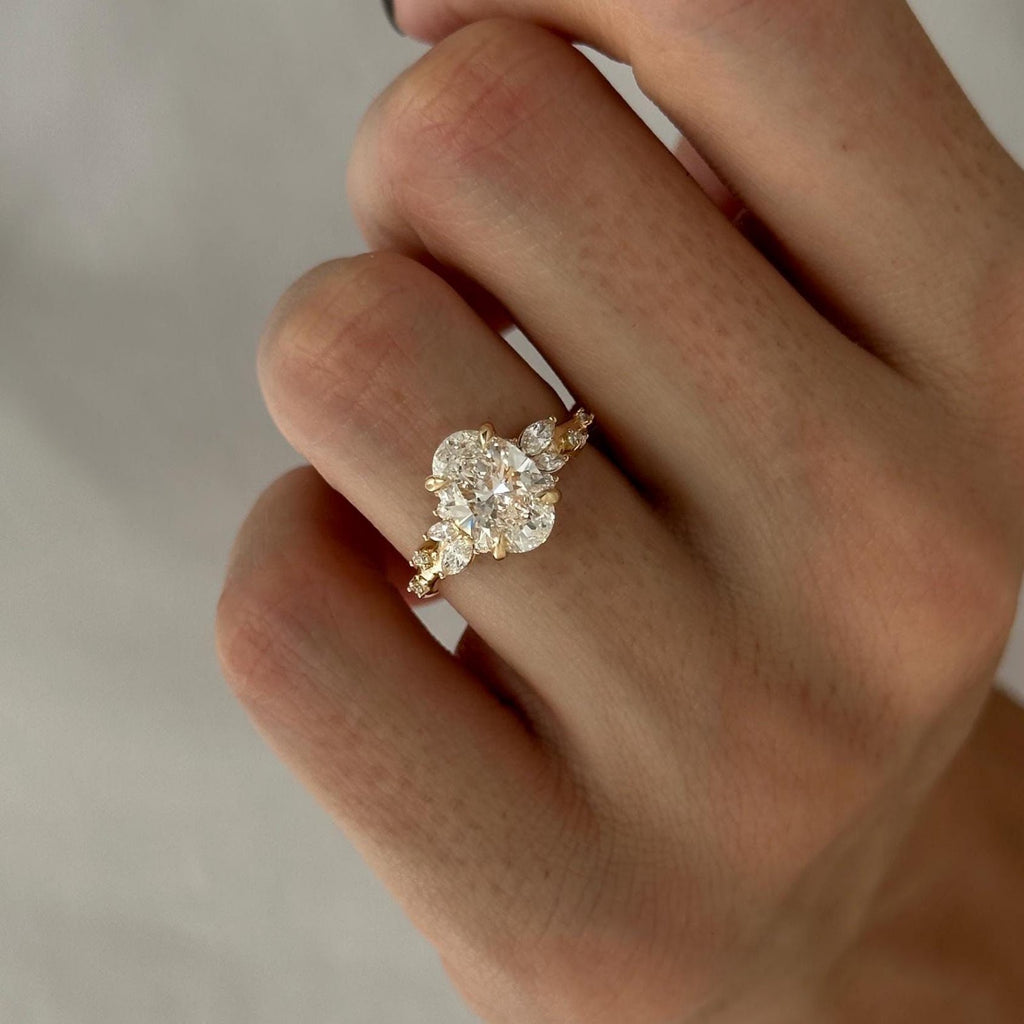 Oval Diamond Opulent Pavé Nature Inspired Engagement Ring