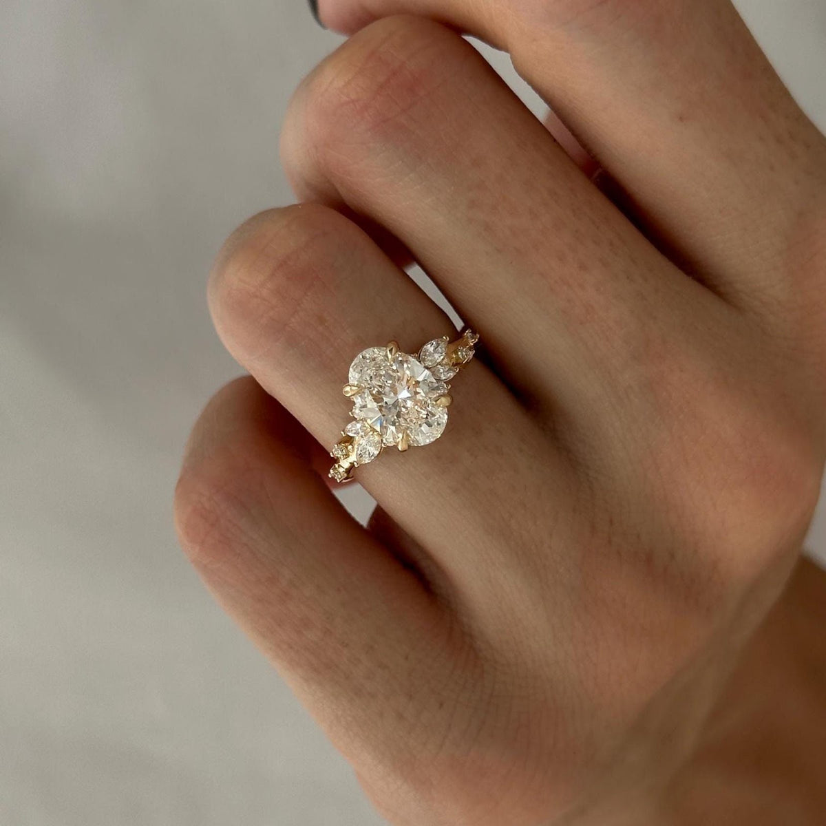 Oval Diamond Opulent Pavé Nature Inspired Engagement Ring