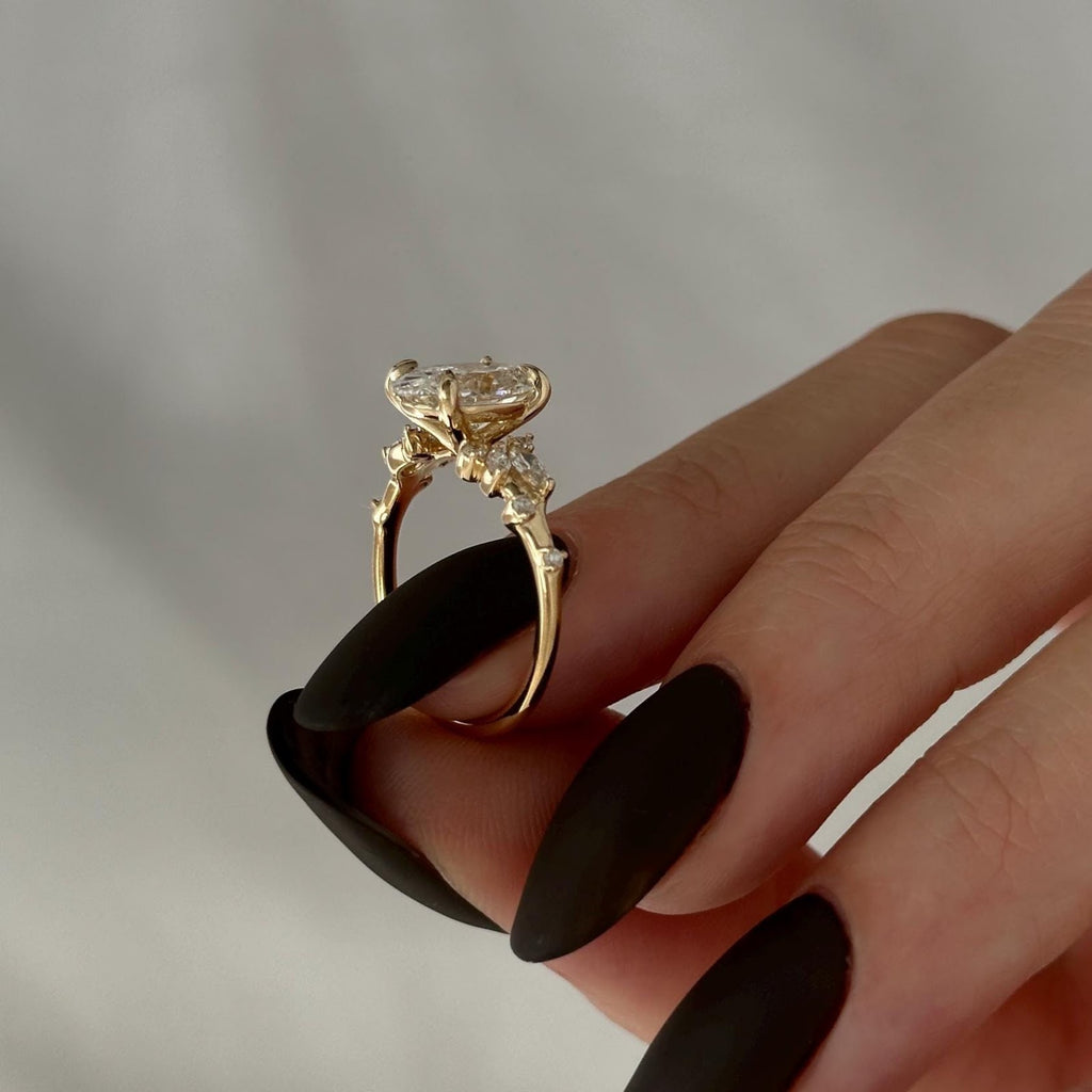 Oval Diamond Opulent Pavé Nature Inspired Engagement Ring