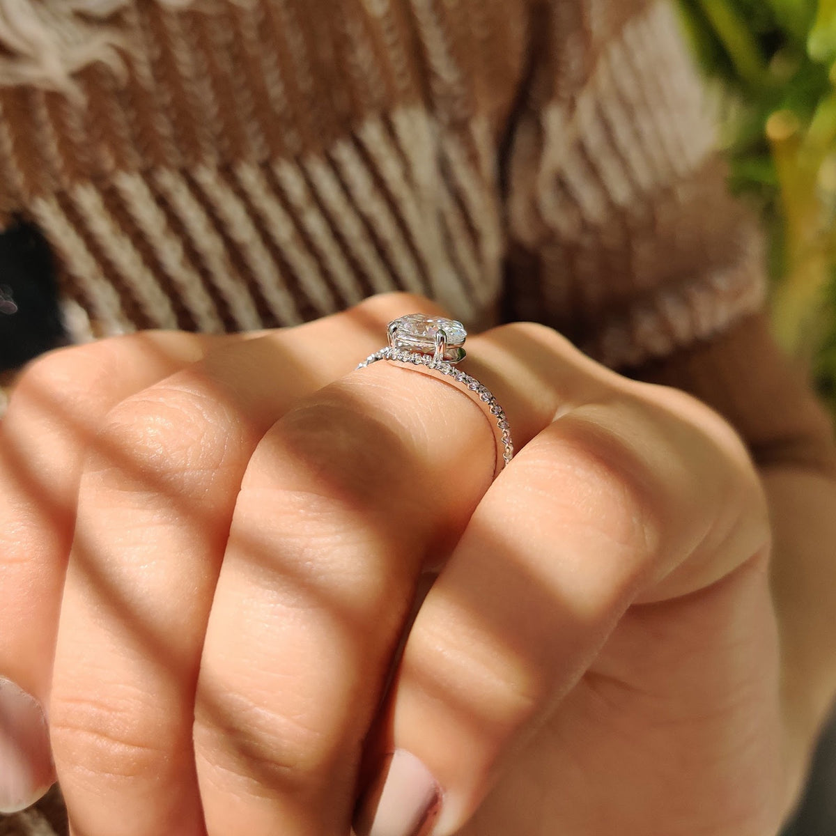 Oval Diamond Radiance Bypass Pavé Engagement Ring