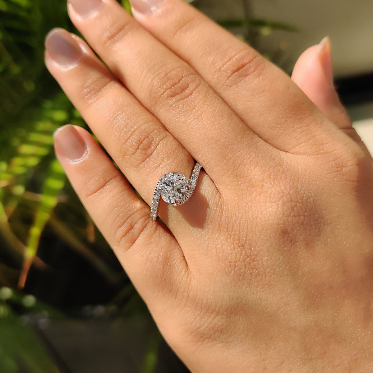 Oval Diamond Radiance Bypass Pavé Engagement Ring