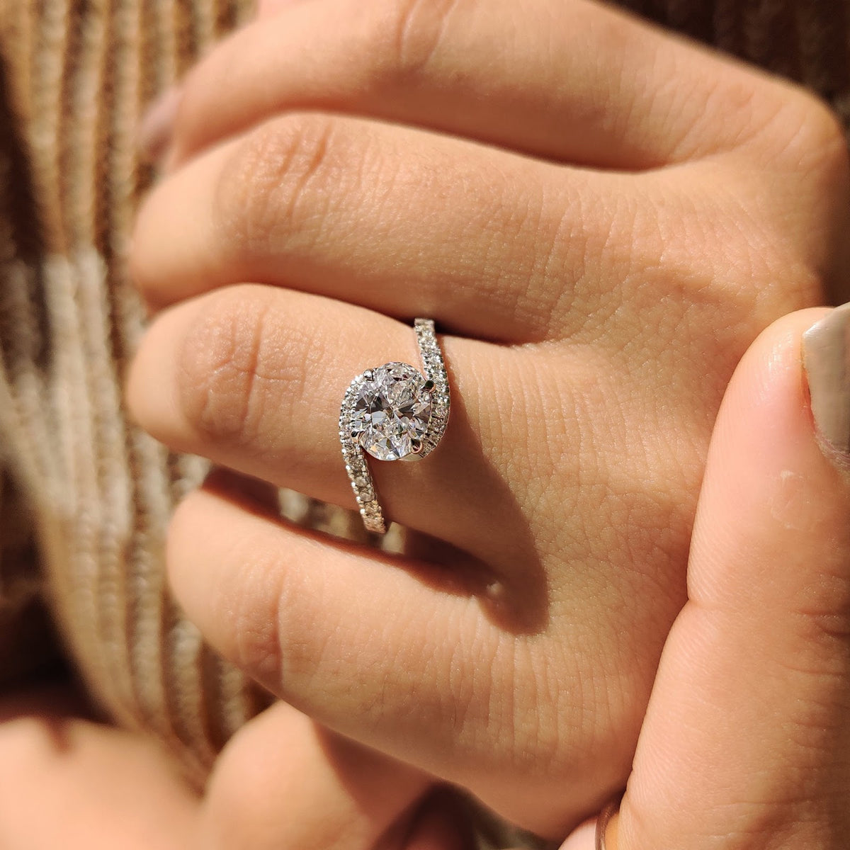 Oval Diamond Radiance Bypass Pavé Engagement Ring