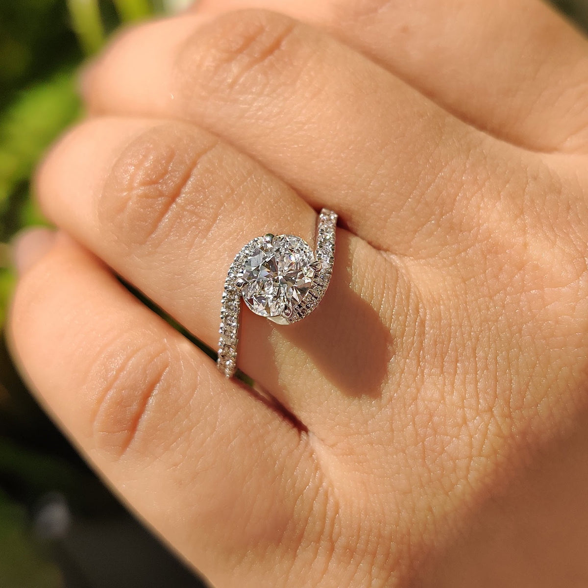 Oval Diamond Radiance Bypass Pavé Engagement Ring