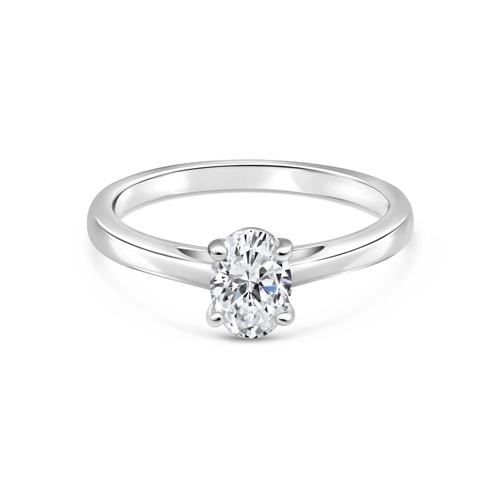 Oval Diamond Refined Tapered Solitaire Engagement Ring