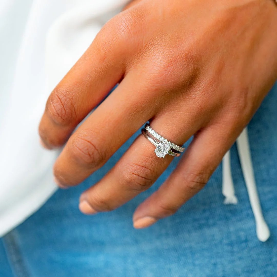 Oval Diamond Refined Tapered Solitaire Engagement Ring