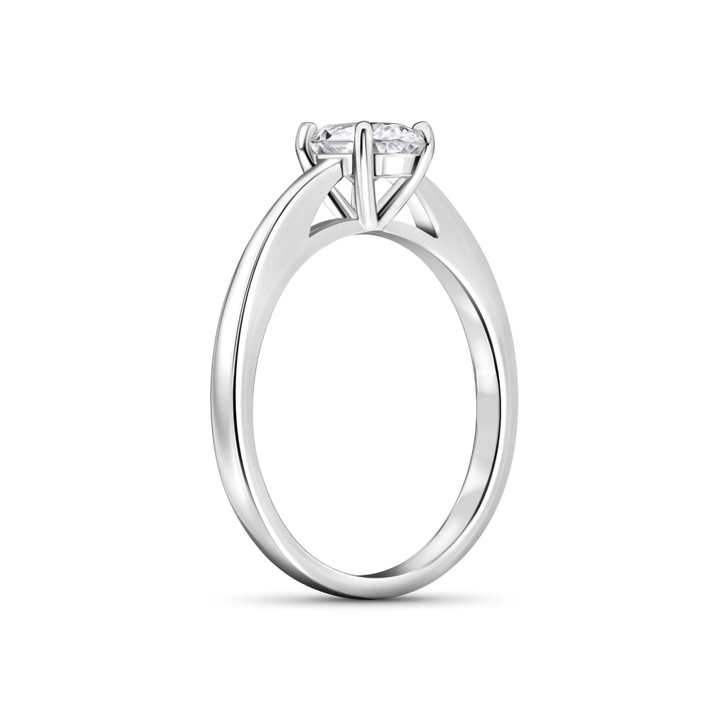 Oval Diamond Refined Tapered Solitaire Engagement Ring