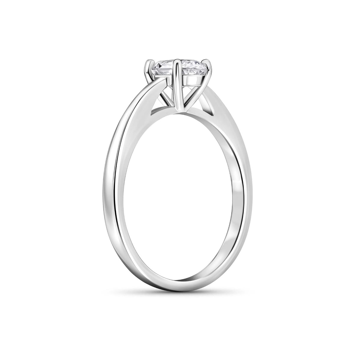 Oval Diamond Refined Tapered Solitaire Engagement Ring