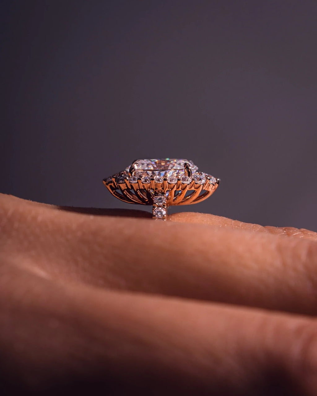 Oval Diamond Regal Halo Pavé Engagement Ring