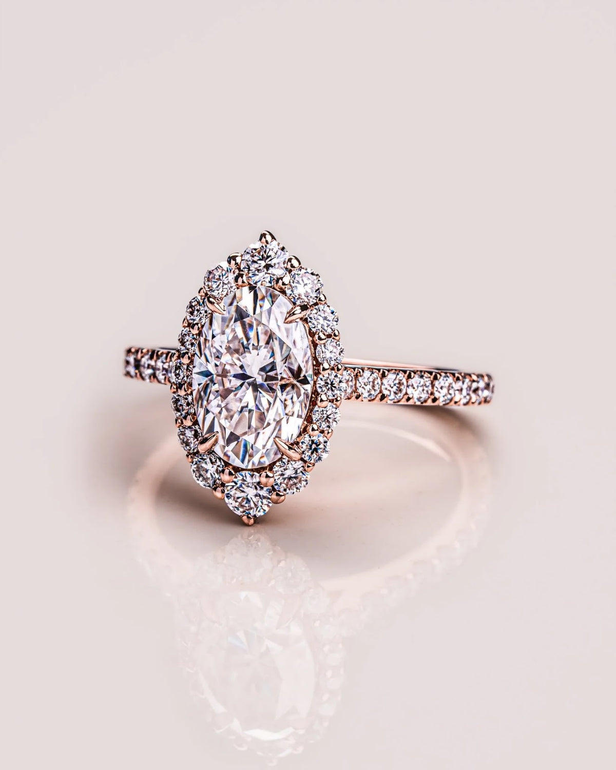Oval Diamond Regal Halo Pavé Engagement Ring