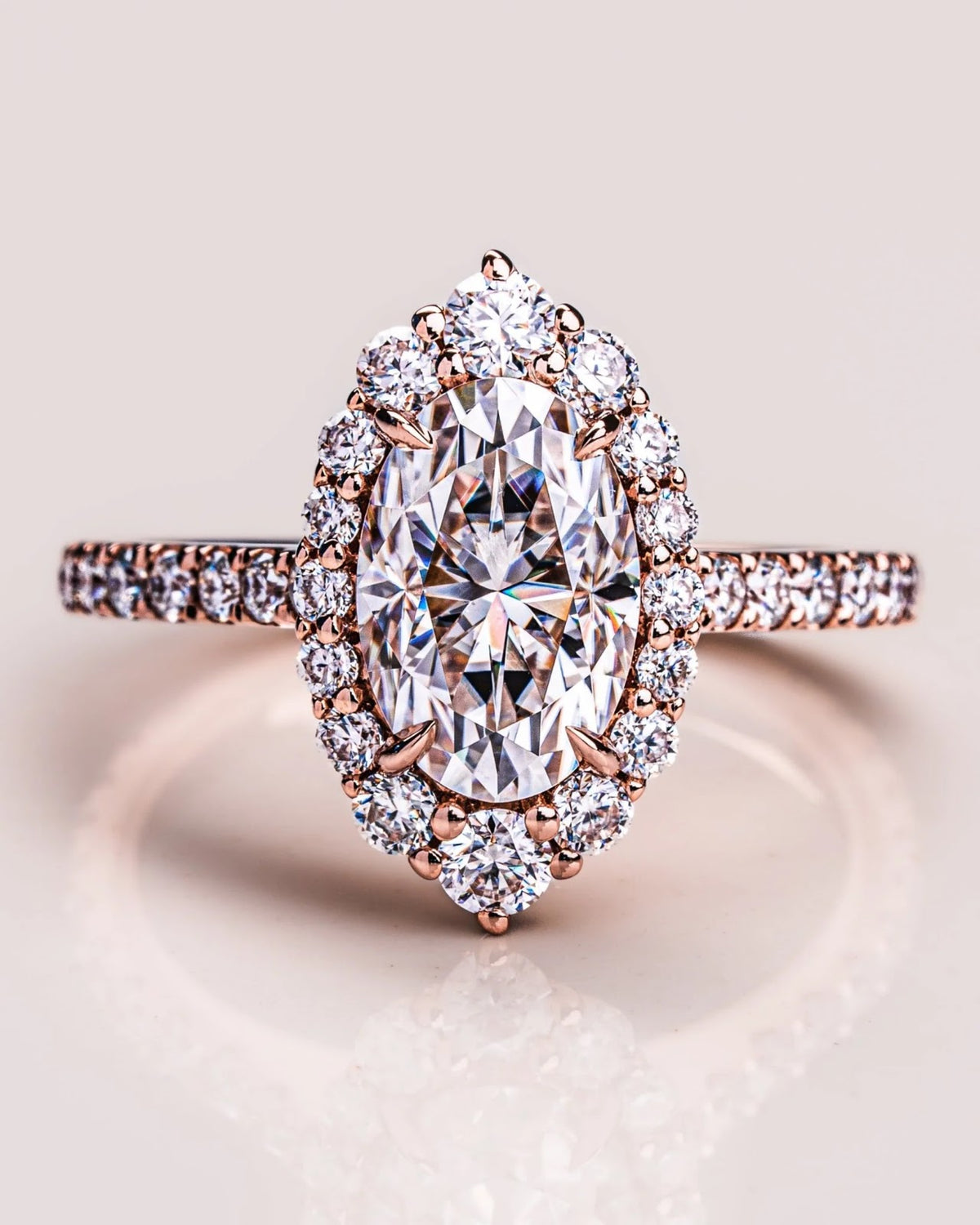 Oval Diamond Regal Halo Pavé Engagement Ring